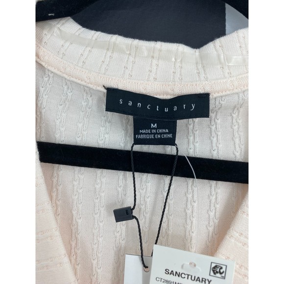 Sanctuary NWT Aiden Button Up Top Pointelle Henley Long Sleeve Pink Medium New - Picture 4 of 7